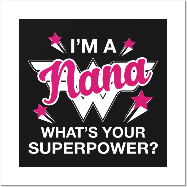 I'm A Nana What's Your Superpower? Personalized Grandma Shirt Wall Art by bestsellingshirts